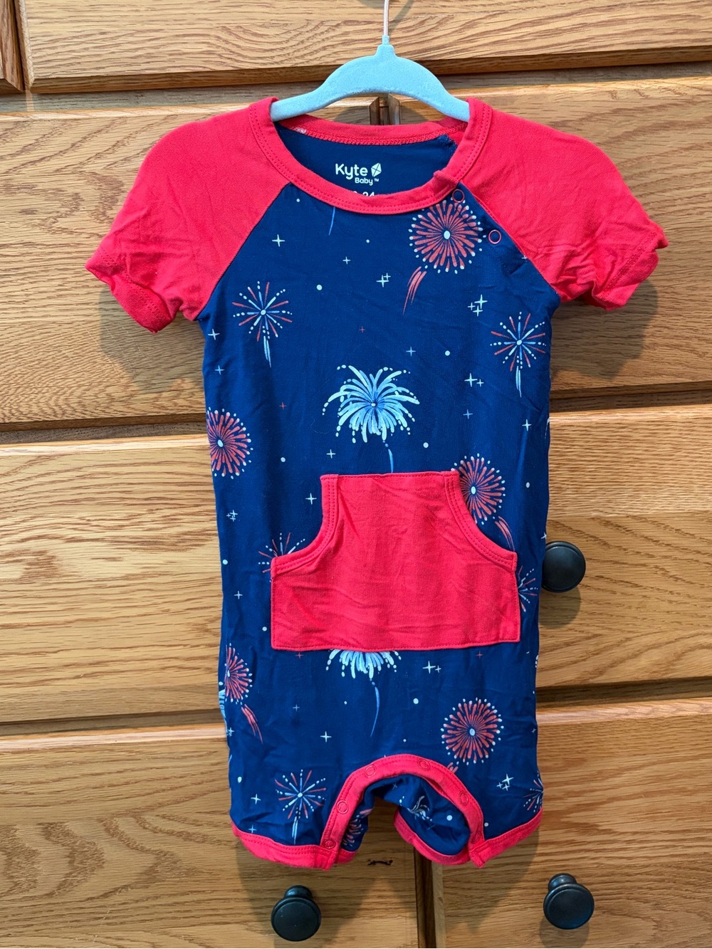Kyte BABY Navy & Red Fireworks One-Piece Swim Romper